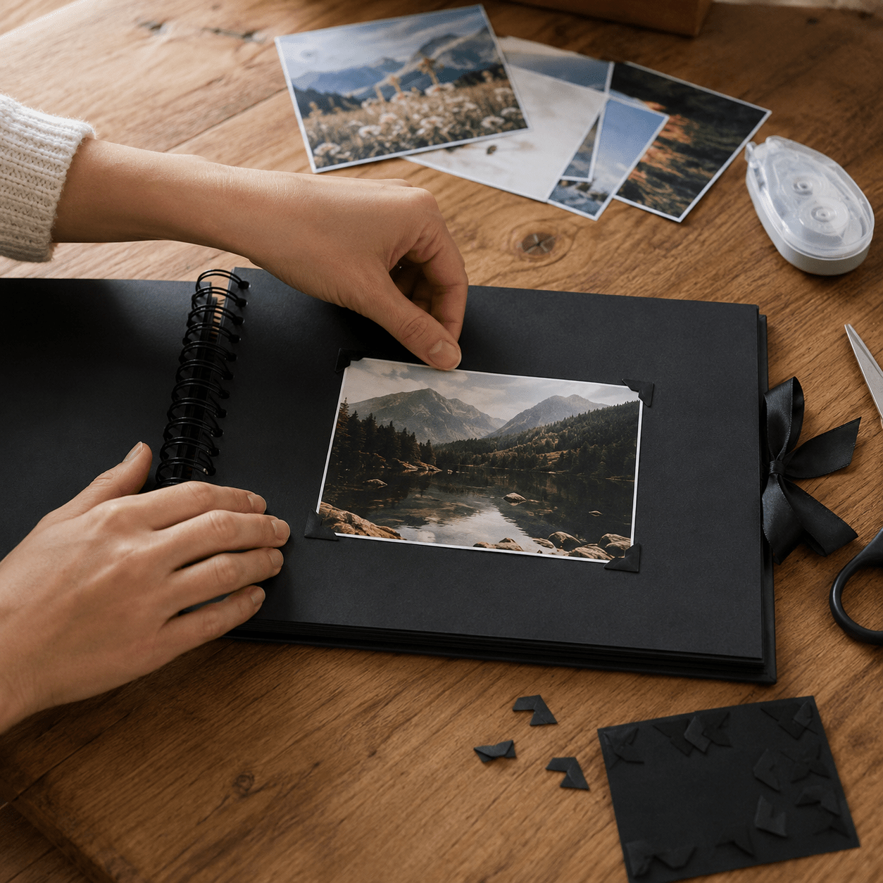 Album Foto Tip Scrapbook cu Spirală și Închidere Panglică - CraftUp