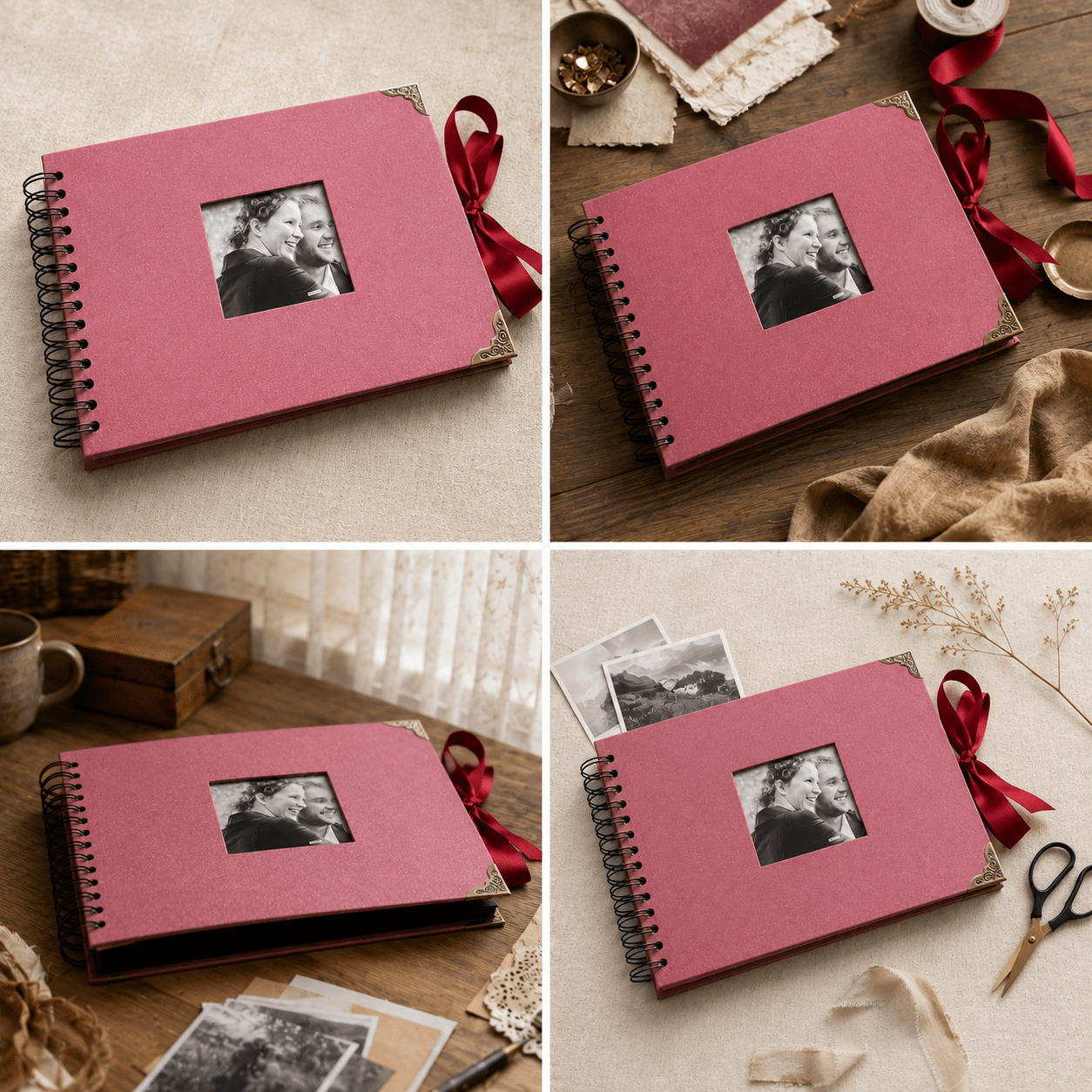Album Foto Tip Scrapbook cu Spirală și Închidere Panglică - CraftUp