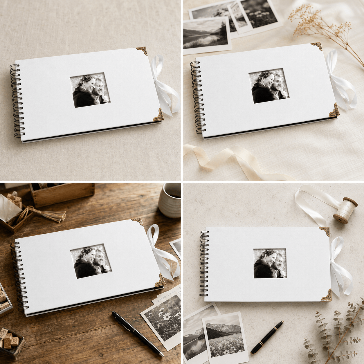 Album Foto Tip Scrapbook cu Spirală și Închidere Panglică - CraftUp