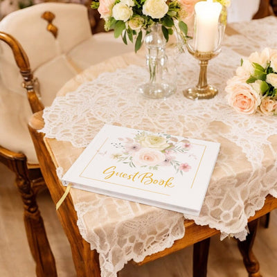 Album pentru invitați model floral - Alb - CraftUp