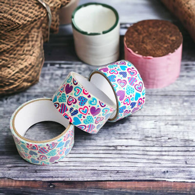 Bandă adezivă cu model - inimioare colorate 4.8cm x 5m - CraftUp