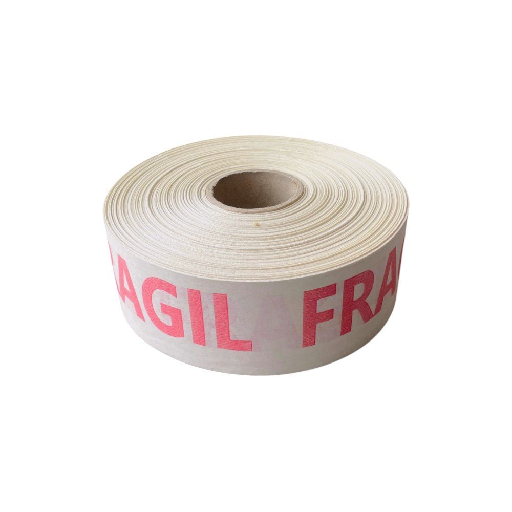 Bandă adezivă umectibilă din hârtie FRAGILE - alb - 60mm x 200m - CraftUp