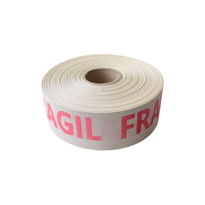 Bandă adezivă umectibilă din hârtie FRAGILE - alb - 60mm x 200m - CraftUp
