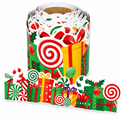 Bandă decorativă autoadezivă de Crăciun cu cadouri și bomboane - multicolor (30 m) - CraftUp