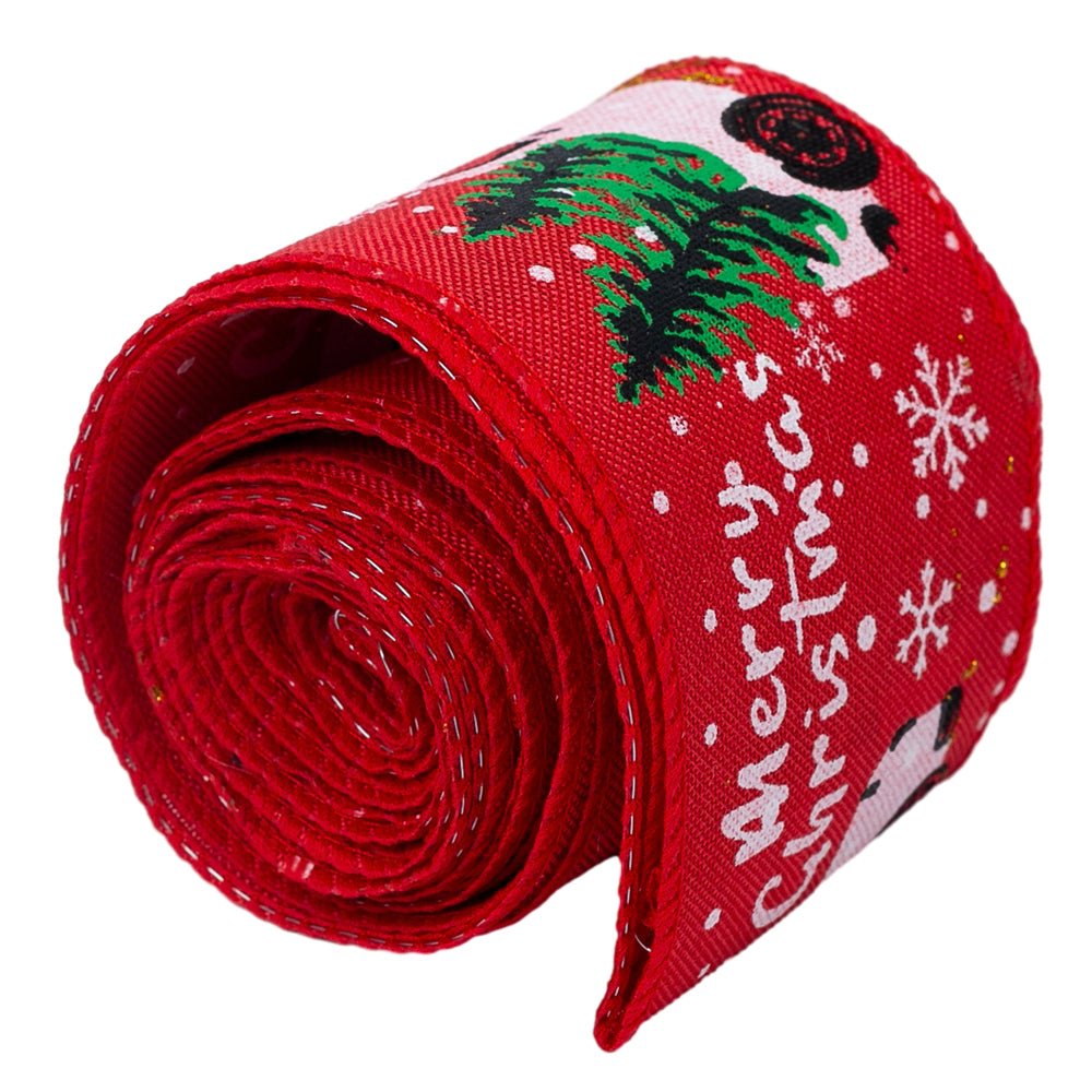 Bandă decorativă Crăciun cu cană și brad - Roșu - CraftUp