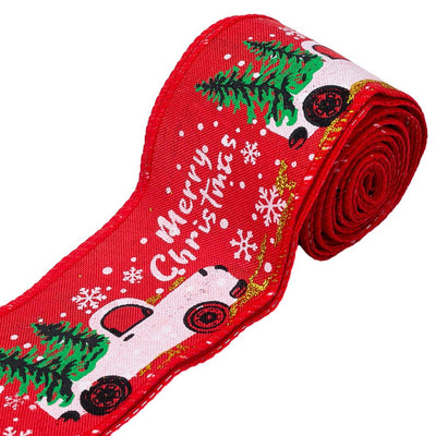 Bandă decorativă Crăciun cu cană și brad - Roșu - CraftUp