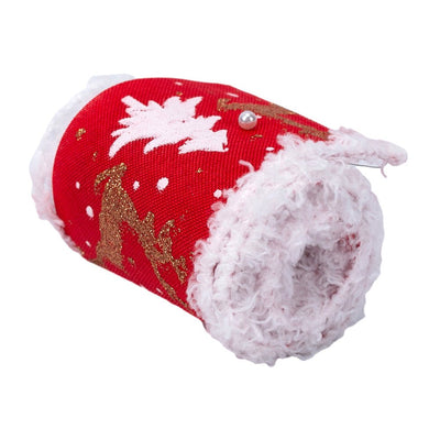 Bandă decorativă Crăciun cu frunze și margine pufoasă - CraftUp