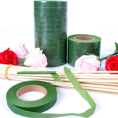 Bandă floristică - Verde (set 12 role) 1.2cm x 27m - CraftUp
