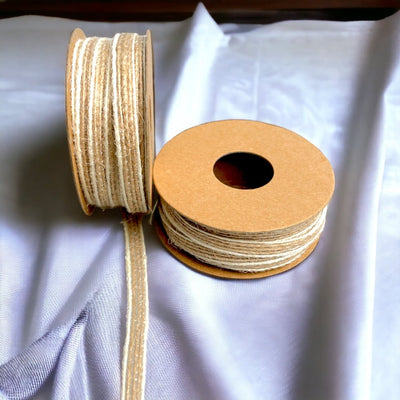 Bandă iută cu margini albe - 5mm x 5m - CraftUp
