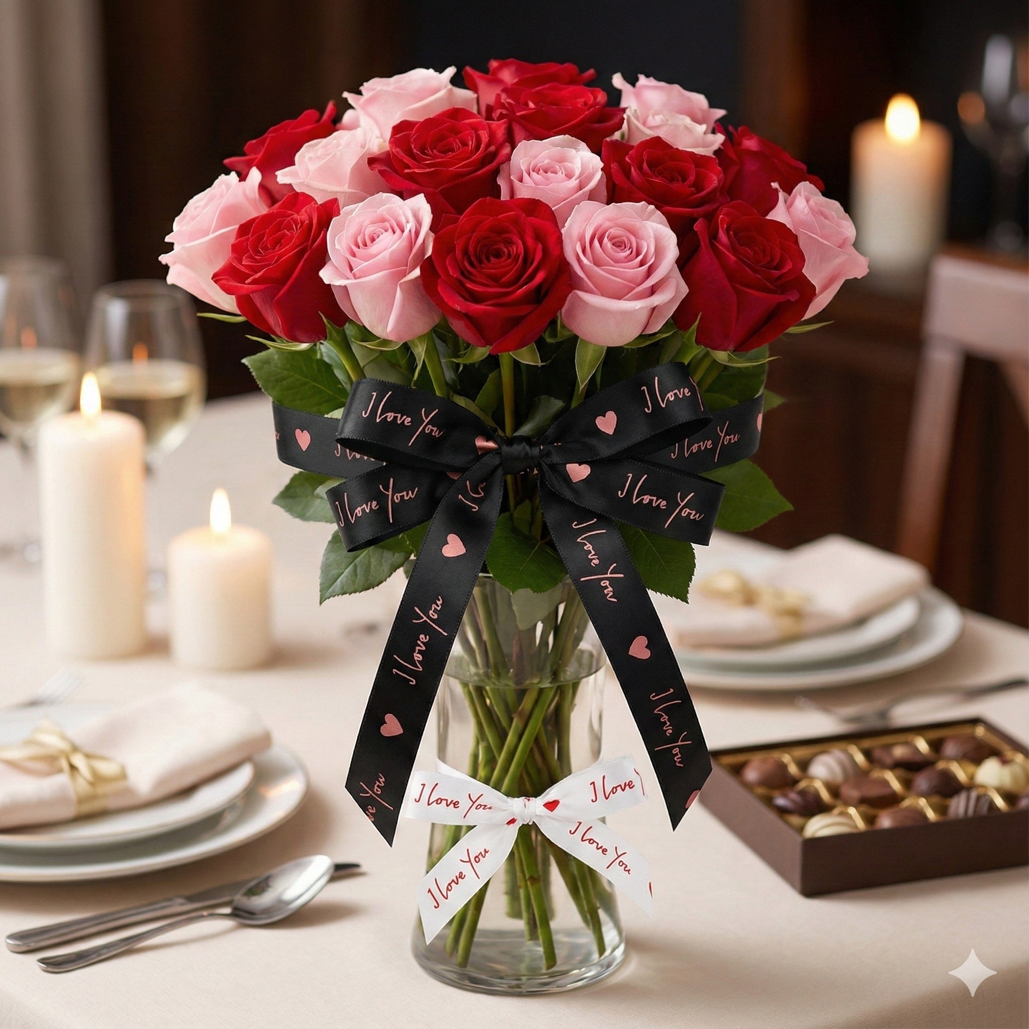 Bandă textilă cu mesaj "I love you" (set 8 role) - CraftUp