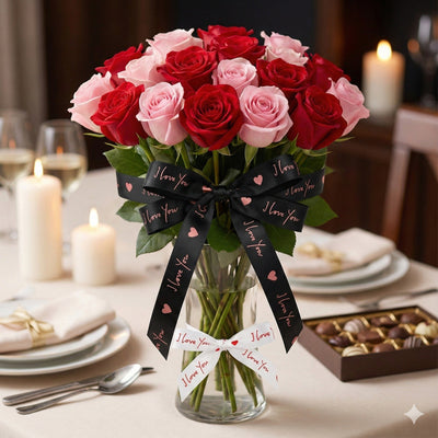 Bandă textilă cu mesaj "I love you" (set 8 role) - CraftUp