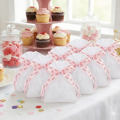 Bandă textilă cu mesaj "LOVE" și inimi (set 8 role) - CraftUp