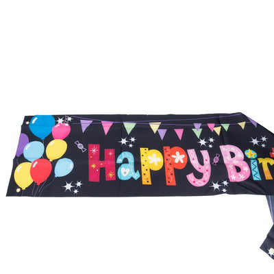Banner aniversar cu imprimeu Happy Birthday colorat și baloane - CraftUp