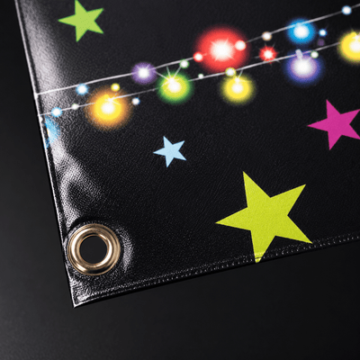 Banner aniversar cu imprimeu Happy Birthday colorat și steluțe - CraftUp