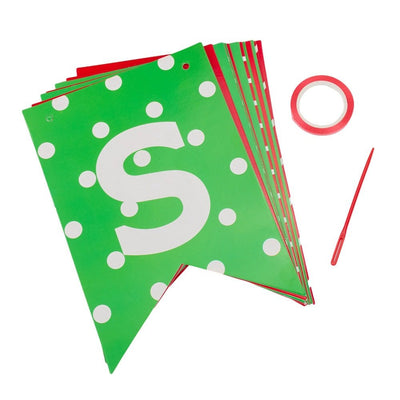 Banner Crăciun cu mesaj Merry Christmas - model 1 roșu și verde - CraftUp