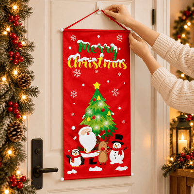 Banner de ușă de Crăciun Merry Christmas - roșu - CraftUp