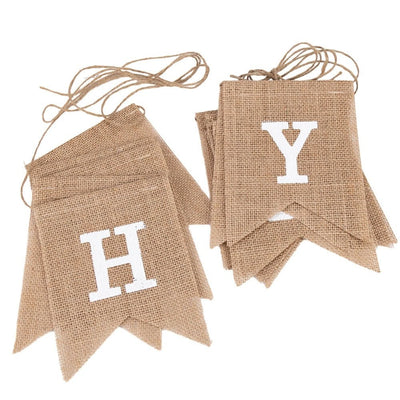 Banner iută Happy Birthday cu sfoară - kraft - CraftUp