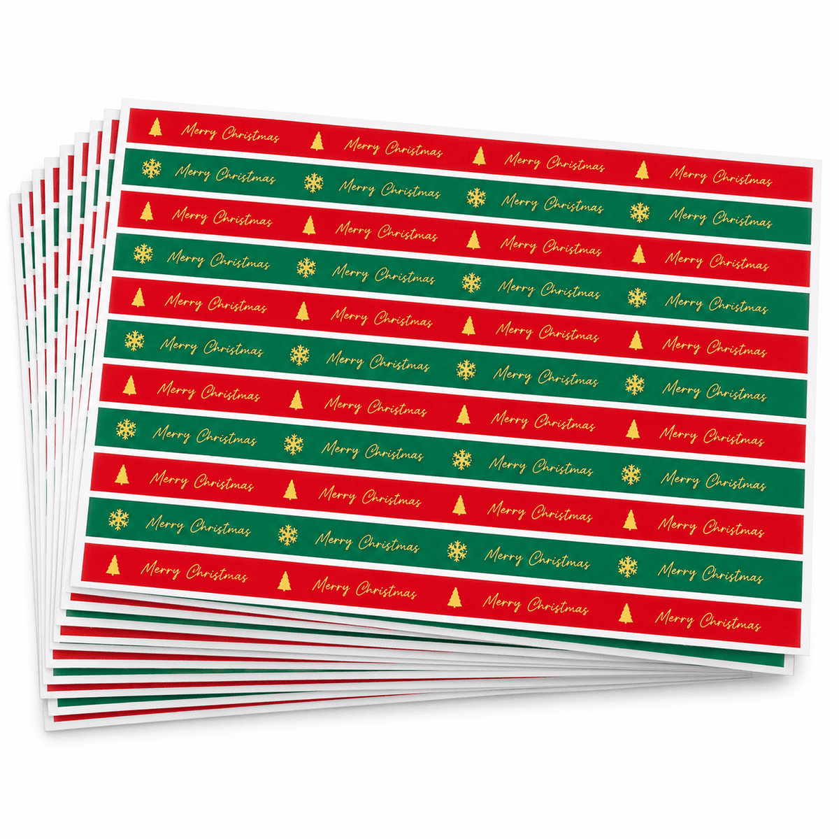 Benzi stickere de sigilare cadou de Crăciun - roșu și verde (set 100 buc) - CraftUp
