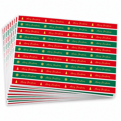 Benzi stickere de sigilare cadou de Crăciun - roșu și verde (set 100 buc) - CraftUp