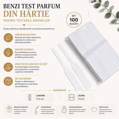 Benzi test parfum din hârtie - alb (set 100 buc) - CraftUp