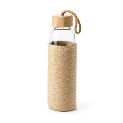 Bidon din sticlă cu capac de lemn Trilby husă iută - CraftUp