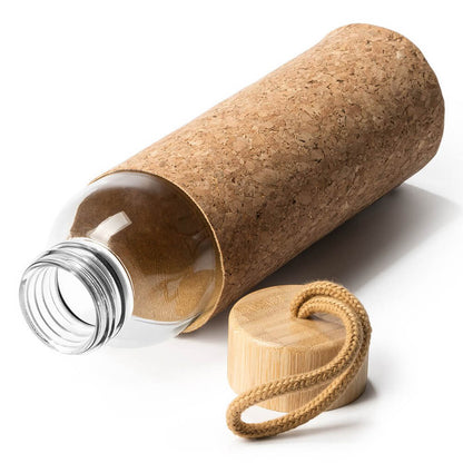 Bidon din sticlă cu capac de lemn Trilby husă plută - CraftUp