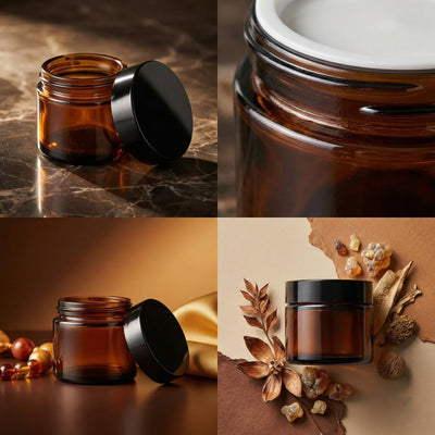 Borcan rotund ambră cu capac negru 100ml - CraftUp
