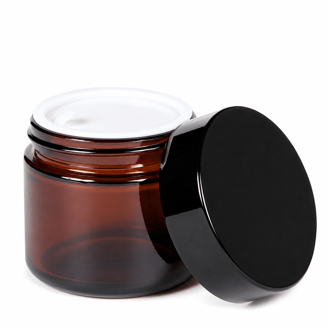 Borcan rotund ambră cu capac negru 40ml - CraftUp