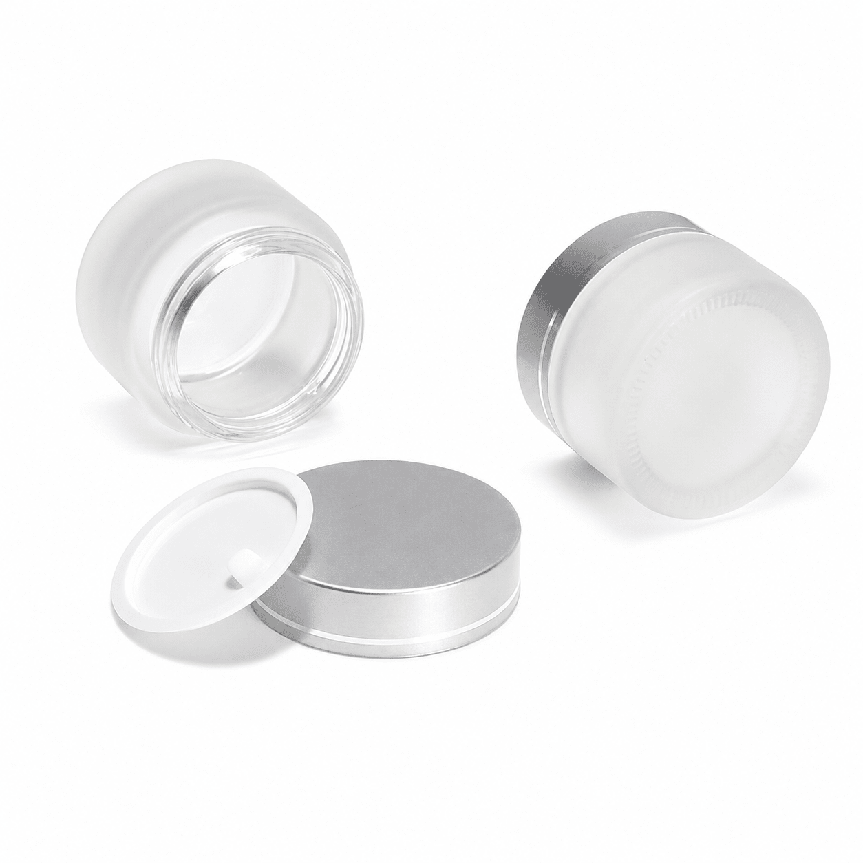 Borcan rotund mat cu capac argintiu 30ml - CraftUp
