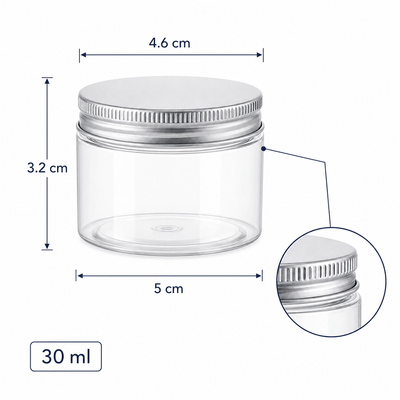 Borcan rotund transparent cu capac aluminiu - CraftUp