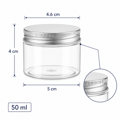 Borcan rotund transparent cu capac aluminiu - CraftUp