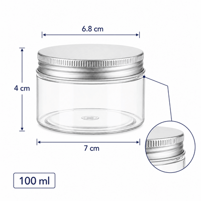 Borcan rotund transparent cu capac aluminiu - CraftUp