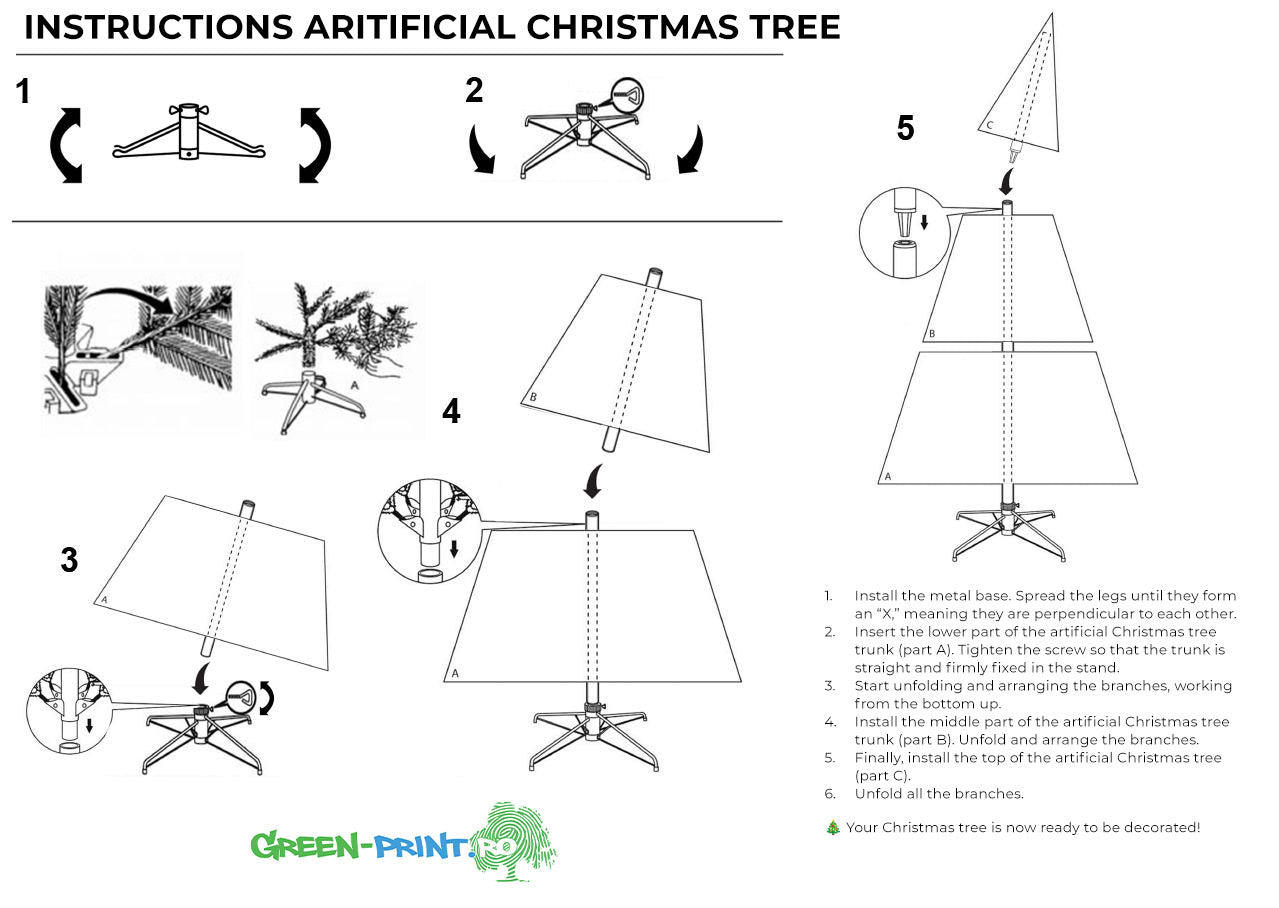 Brad artificial realistic Craciun cu suport metalic - Molid - CraftUp