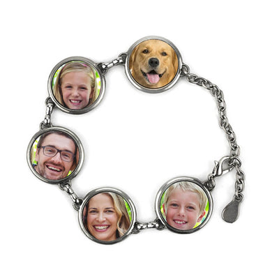 Brățară metalică cu 5 pandantive sublimabile - rotunde - CraftUp