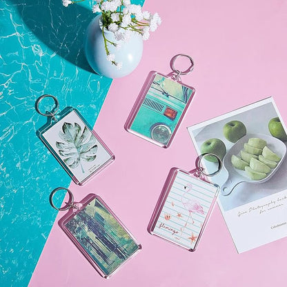 Breloc dreptunghiular transparent inserție foto 4,5x3,5cm - CraftUp