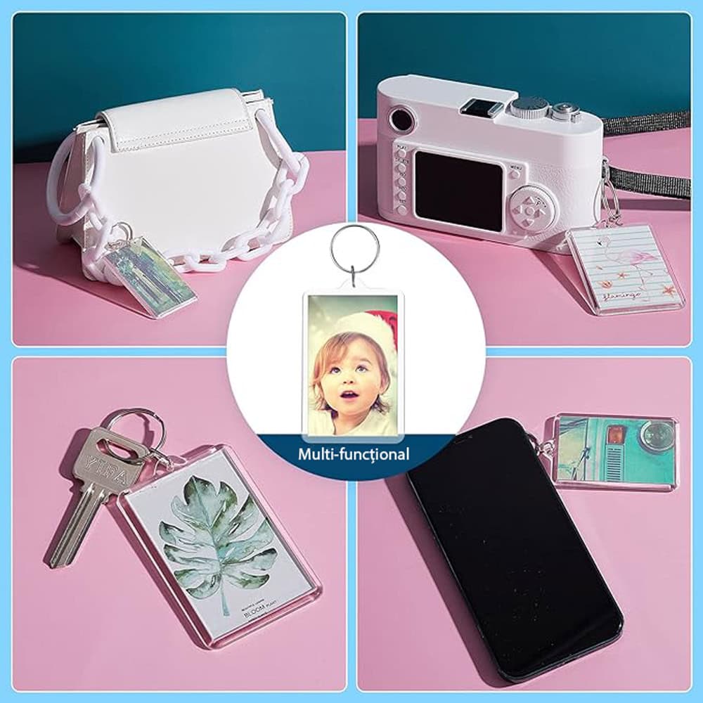 Breloc dreptunghiular transparent inserție foto 4,5x3,5cm - CraftUp
