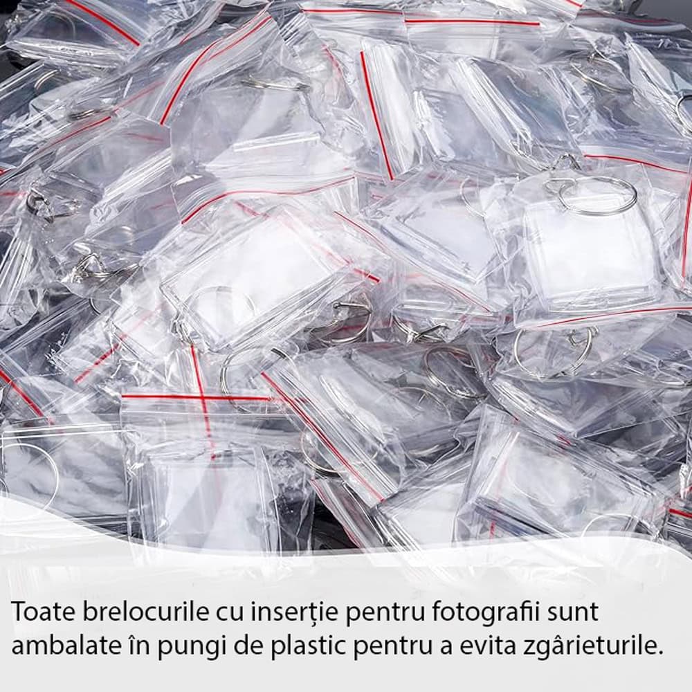 Breloc dreptunghiular transparent inserție foto 4,5x3,5cm - CraftUp