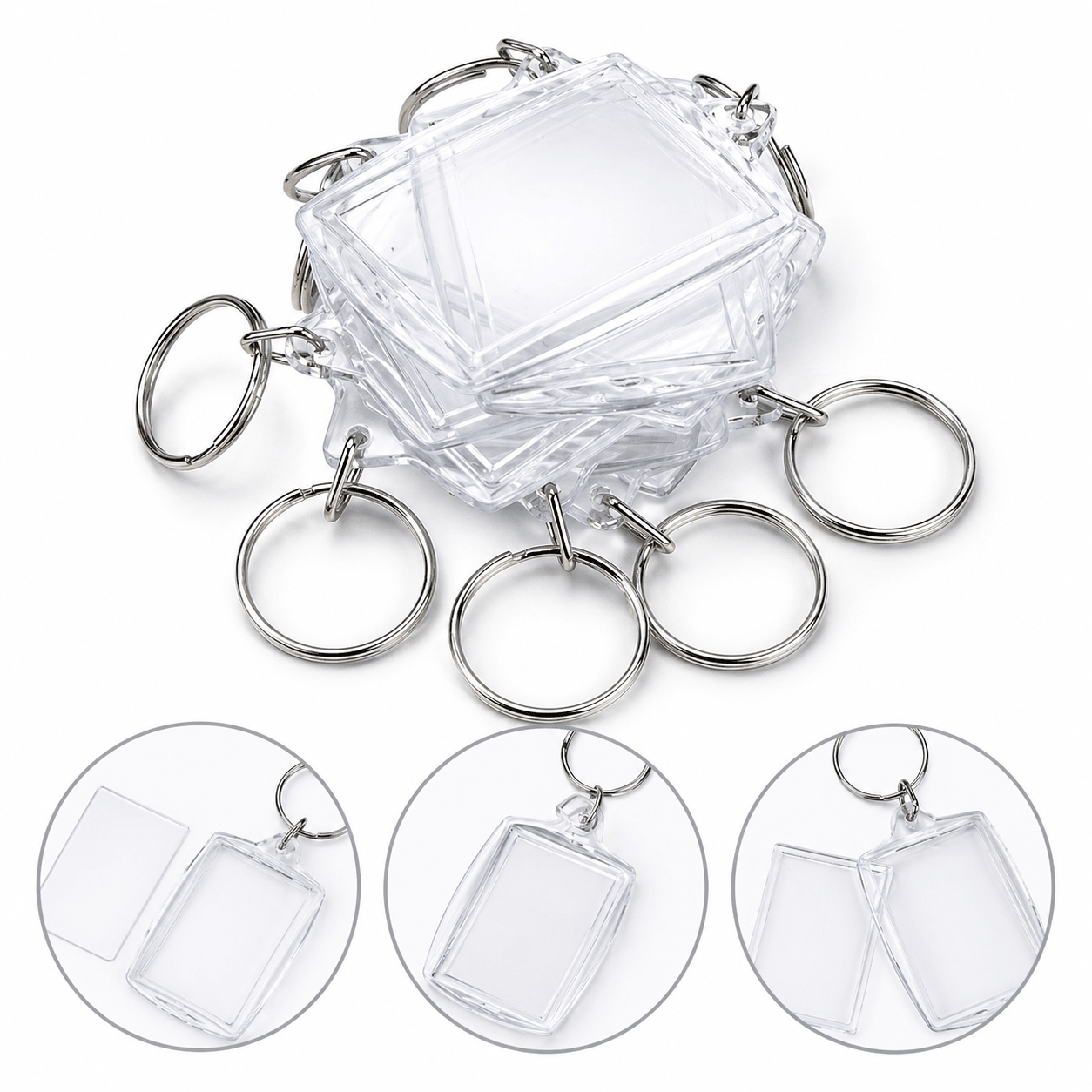 Breloc dreptunghiular transparent inserție foto 5,5x4cm - CraftUp