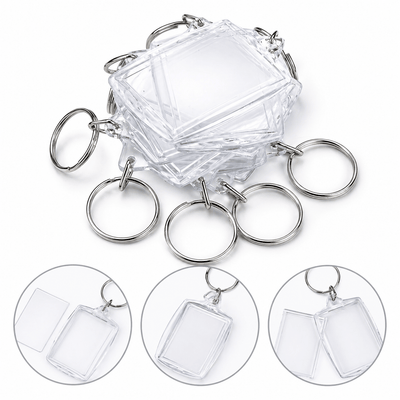 Breloc dreptunghiular transparent inserție foto 5,5x4cm - CraftUp