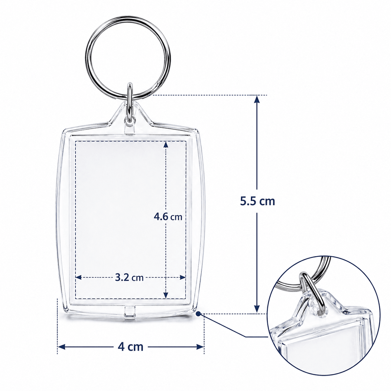 Breloc dreptunghiular transparent inserție foto 5,5x4cm - CraftUp
