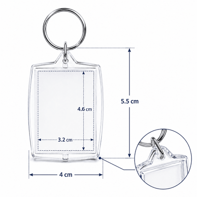 Breloc dreptunghiular transparent inserție foto 5,5x4cm - CraftUp