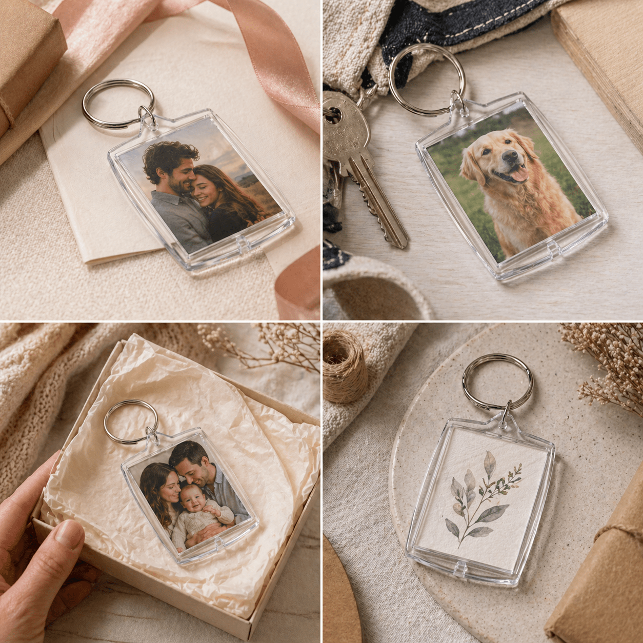 Breloc dreptunghiular transparent inserție foto 5,5x4cm - CraftUp