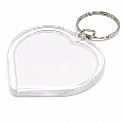 Breloc inimă transparent inserție foto 5cm - CraftUp