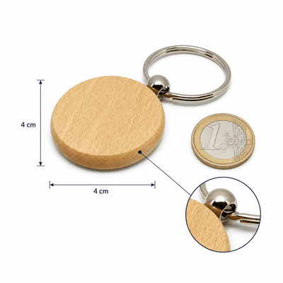 Breloc rotund din lemn (blank) 4cm - CraftUp