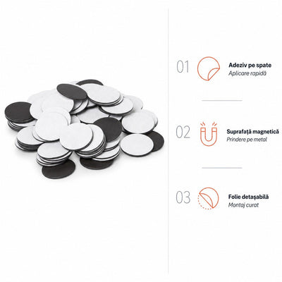 Buline magnetice rotunde cu adeziv (100 buc) - CraftUp
