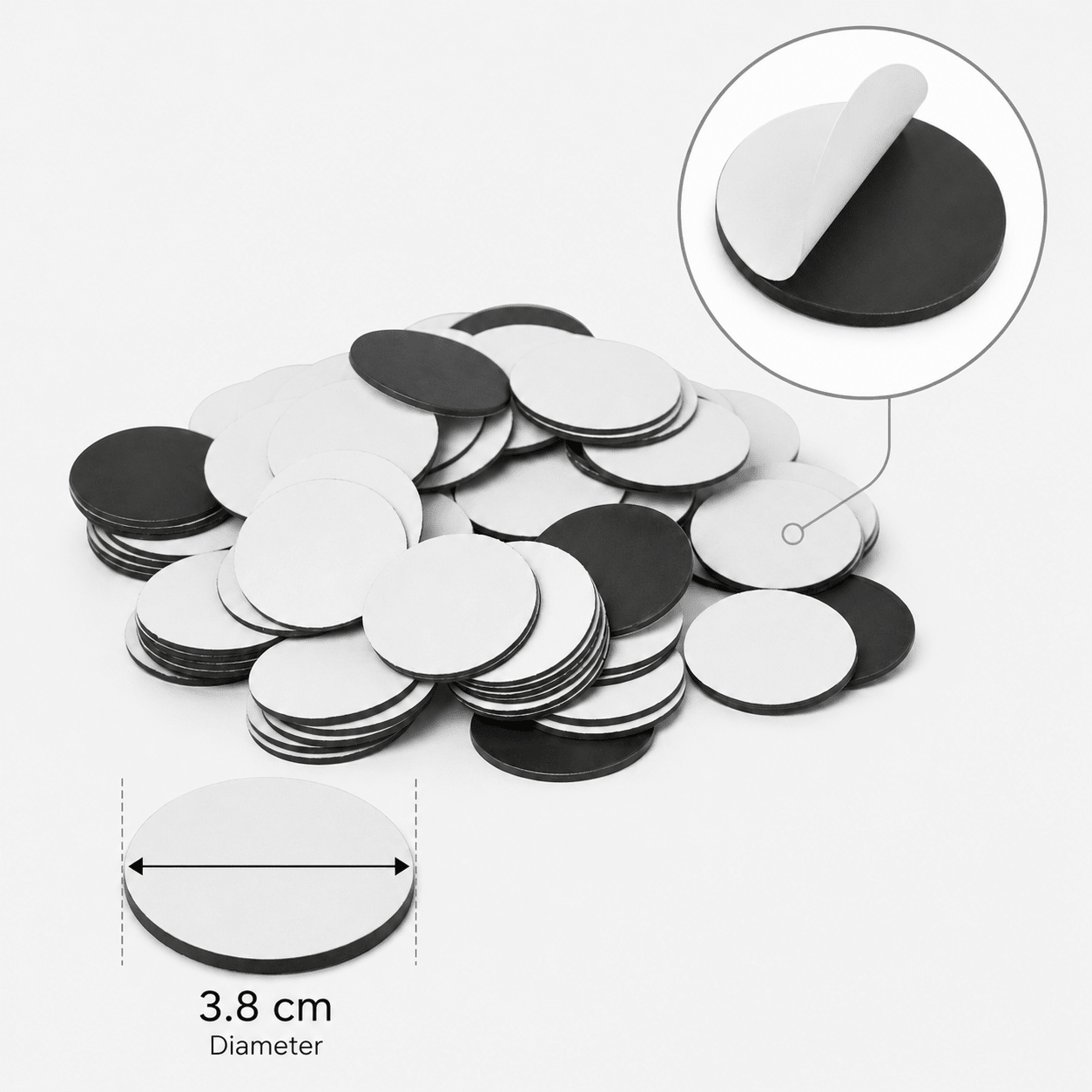 Buline magnetice rotunde cu adeziv (100 buc) - CraftUp