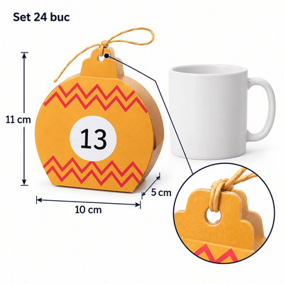 Calendar Advent cutii glob de Crăciun - multicolor (set 24 buc) - CraftUp