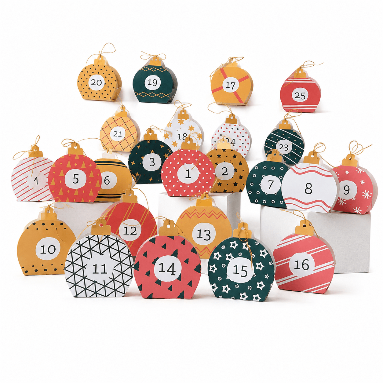 Calendar advent cutii glob de Crăciun- multicolor (set 24 buc) - CraftUp