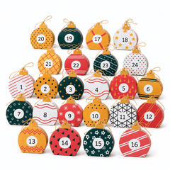 Calendar Advent cutii glob de Crăciun - multicolor (set 24 buc)