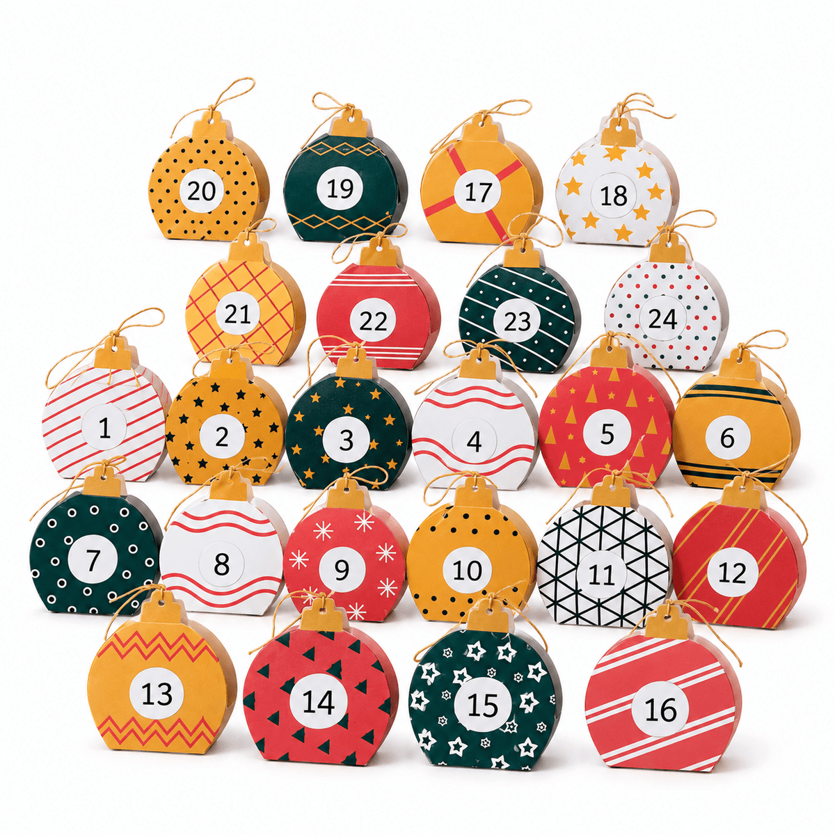 Calendar Advent cutii glob de Crăciun - multicolor (set 24 buc) - CraftUp